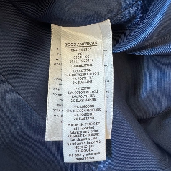 Good American Notch Lapel Chambray Blazer Denim Lined Women’s Sz 1 - Picture 7 of 12